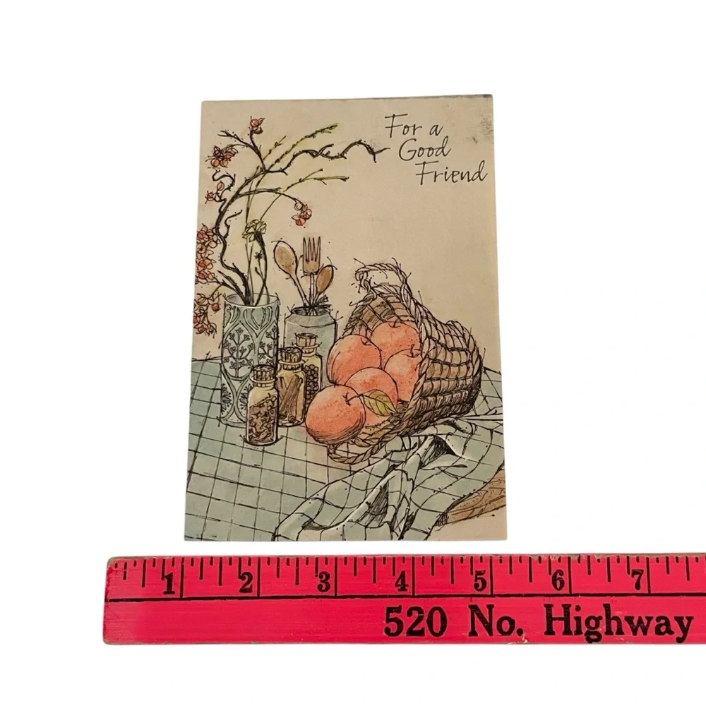 Unused Vintage Greeting Card Happy Birthday For a Good Friend Picnic Fall
